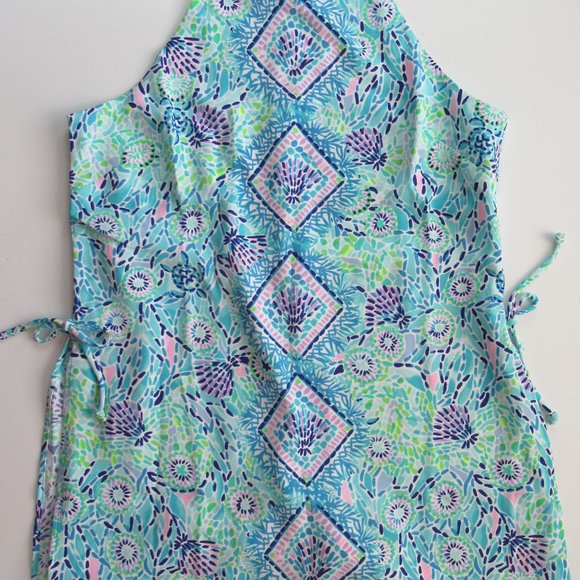 Lilly Pulitzer Pearl Romper Dress Blue Ibiza Open Water Gold Chain NWT - Picture 6 of 9